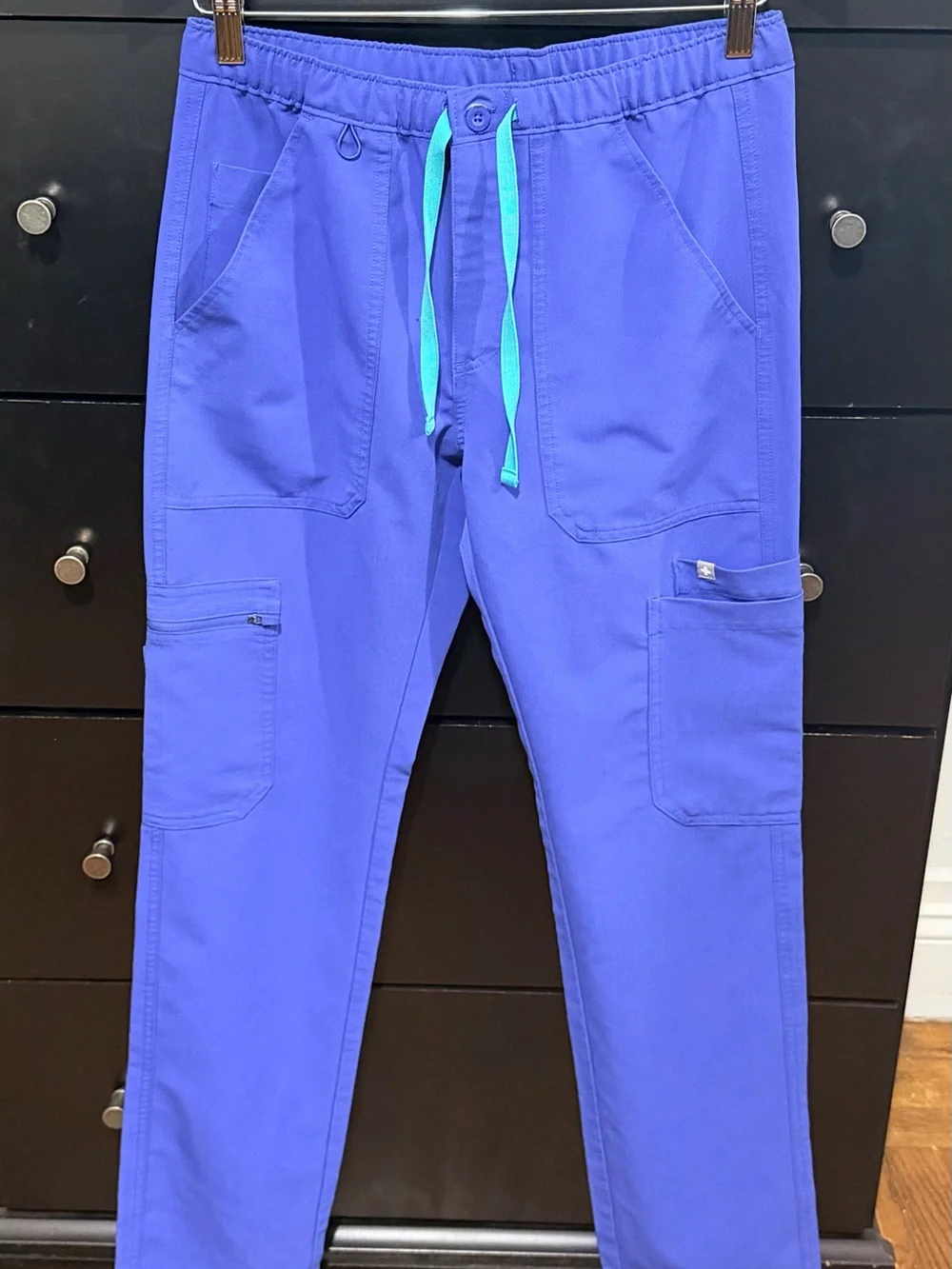 Men's Blue Cargo Jogger Pants with Drawstring